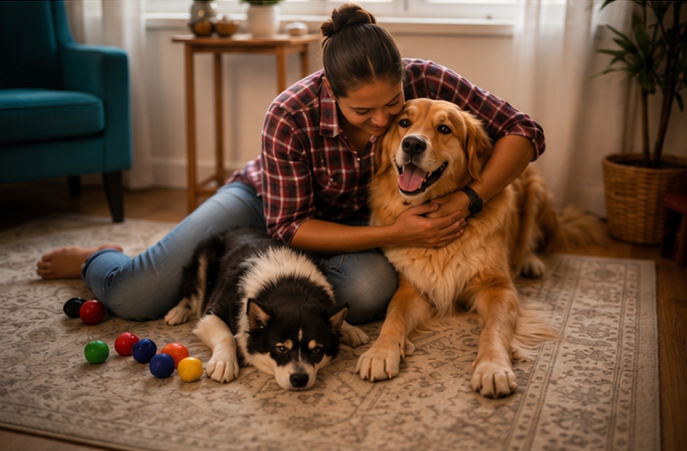 Beloved family dog resting peacefully at home